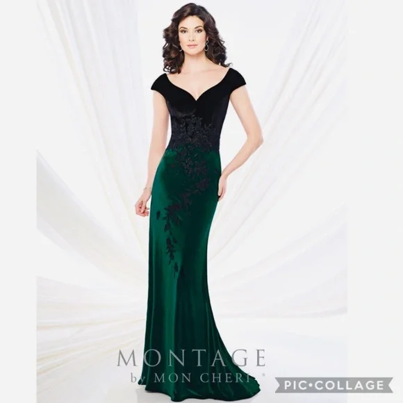 Montage by MonCheri velvet sleeveless long gown with shawl - Picture 4 of 10